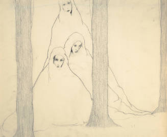 Three Figures Behind Three Trees