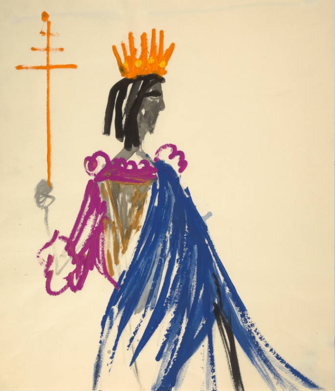 Crowned Figure With Staff And Blue Robe
