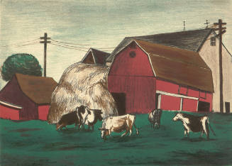 Untitled (red barn with cows)