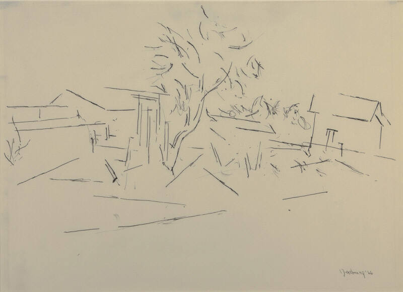 Untitled [buildings and trees on the road to Ranchos]