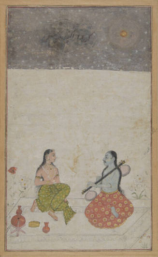 Exterior Scene of Seated Man and Woman