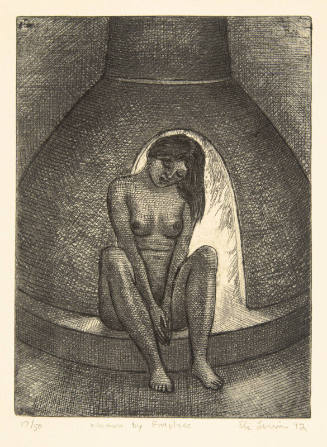 Woman by Fireplace