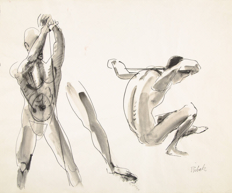 Untitled [two male figures and leg]