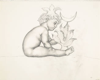 Baby With Plant, Crescent Moon And New Brain